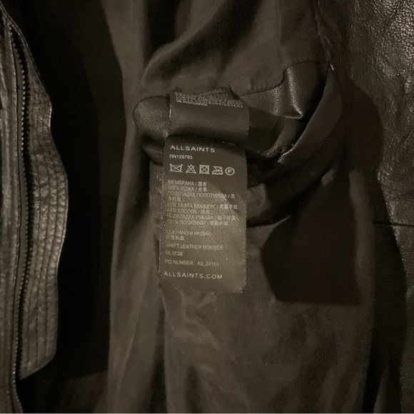 Allsaints Shift Leather Bomber Jacket Black Men - Picture 7 of 9